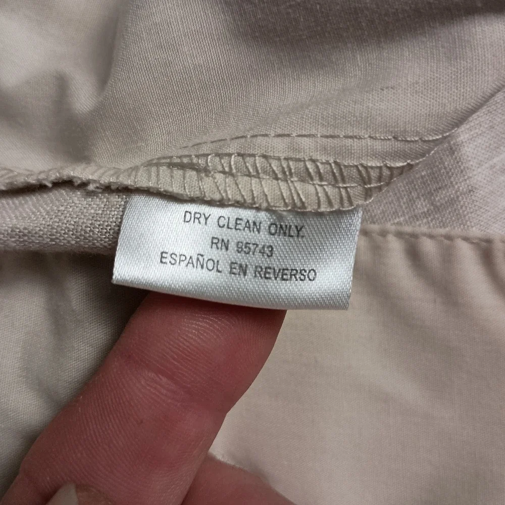 Tasso Elba Island Pants Mens 36x30 Beige Excellent 100% Linen Straight Leg Flat